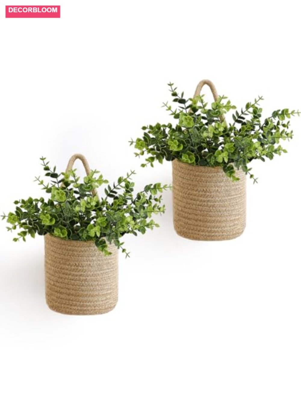 Woven Hanging Wall Basket with Artificial Eucalyptus Boho Home Decor
